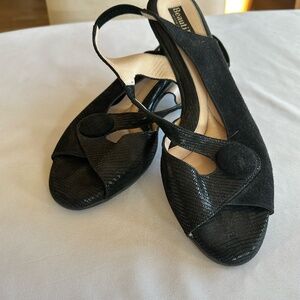 Beautiful "BEAUTIFEEL" Black Suede Dressy Shoe/Sandal Size 10
